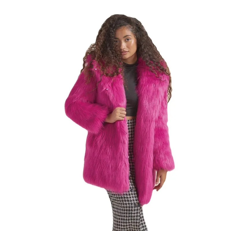 Imitation Fur Coat New Women's Clothing Medium Length European and American Foreign Trade Cosplay Hooded with Ears