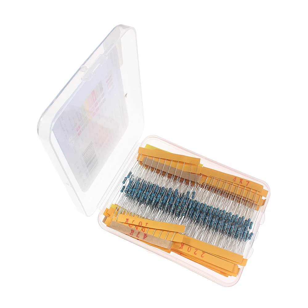 Metal Film Resistor Assorted Kit 500/2500PCS 1/4W 1% 1R~10M ohm Resistance Diy Electronic Kit