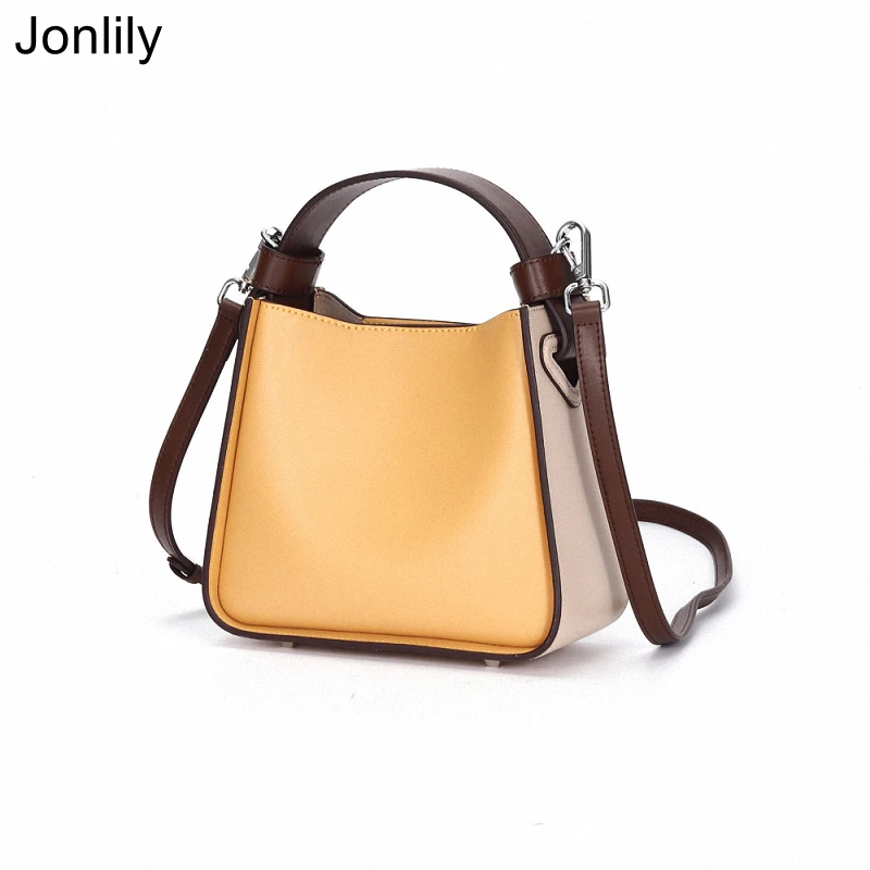 

Jonlily Women Genuine Leather Mini Shoulder bag Small Bucket Bag Messenger Crossbody Bags Handbag Teens Daybag Purse -KG695
