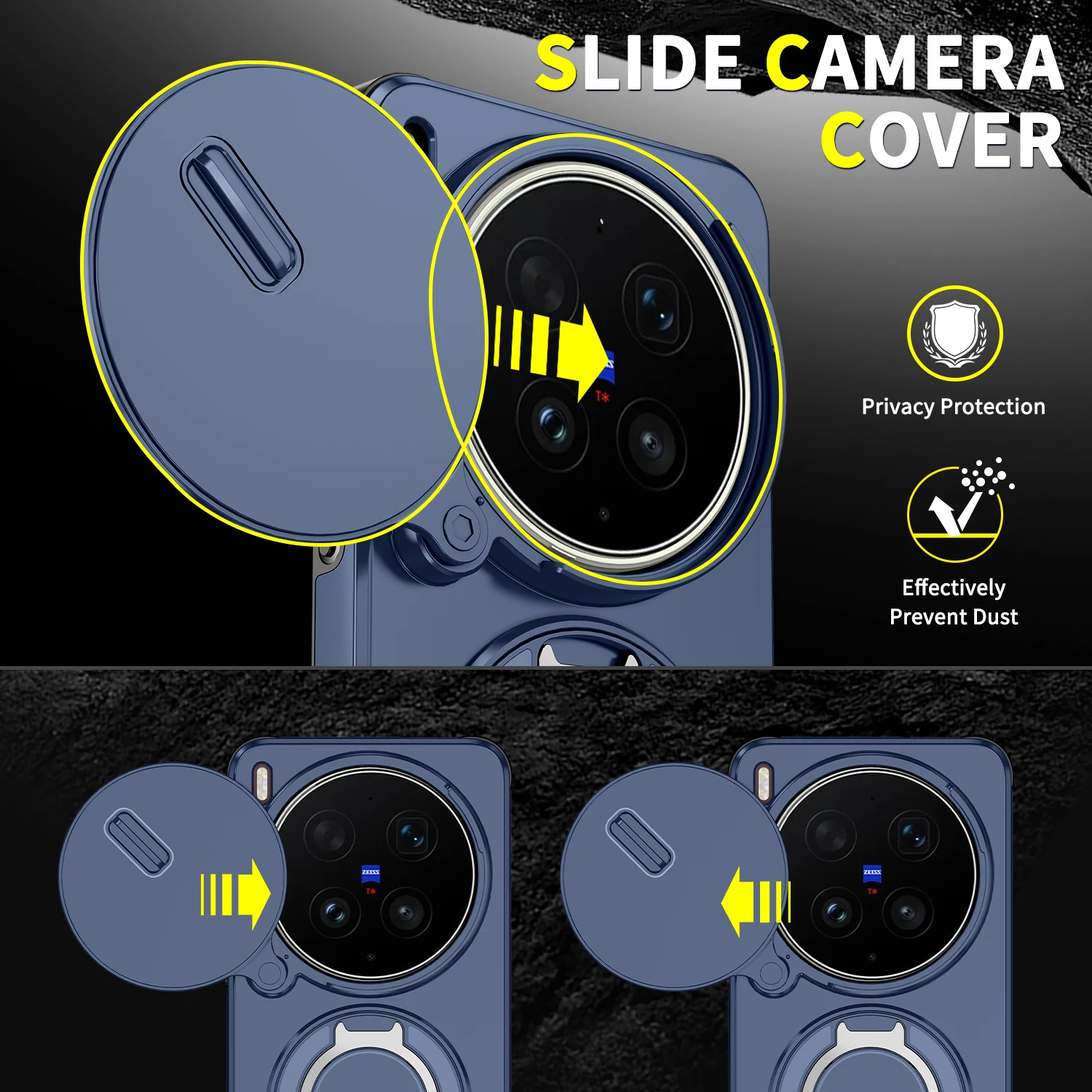 Shockproof Armor Magnetic Holder Ring Phone Case with Camera Lens Protection