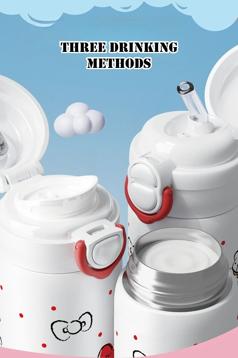 X&W 500ML for Sanrio My Melody Thermos Cups Cartoon Stainless Steel Vacuum Flask Student Cute Insulated Water Bottles Kids Cup