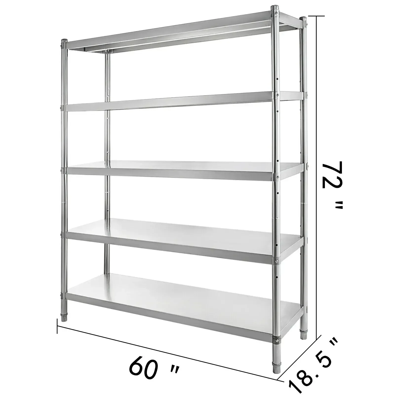 VEVOR Storage Shelf 4/5-Tier Storage Shelving w/Adjustable Height Unit Stainless Steel Garage Shelf for Kitchen Warehouse Garage 6