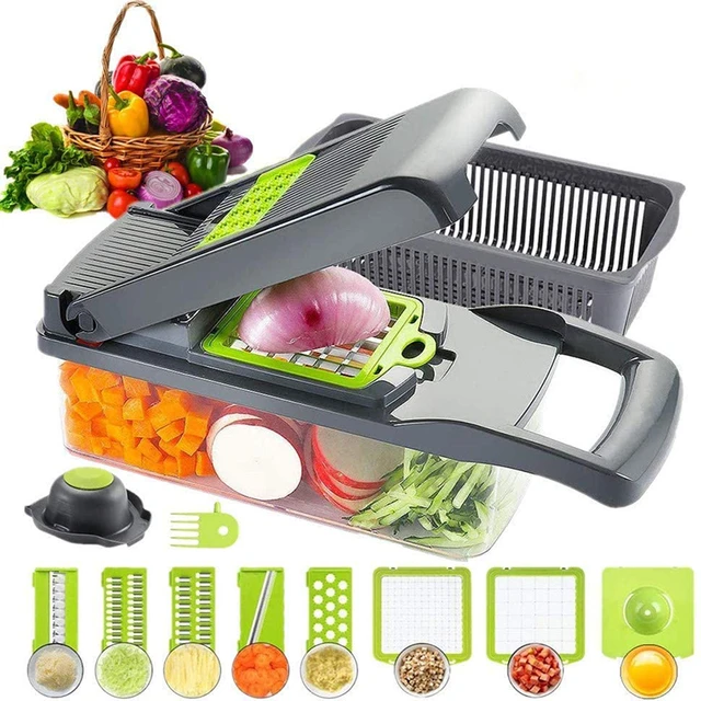 Dropship Vegetable Slicer Quick Potato Tomato Fruit Cutter Set With 3  Blades Stainless Steel Food Chopper to Sell Online at a Lower Price