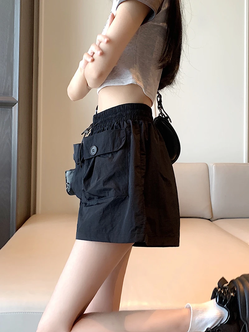 New Women's Kerea Style Design Pants, Pocket Work Pants, Loose, Wide Leg, Casual, Spring, Summer