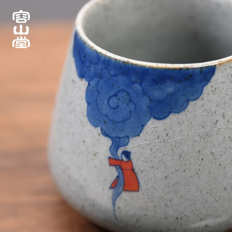 도자기 손으로 그린 찻잔 Jingdezhen 사무실 차와 물 분리 열 절연베이스 컵 히터