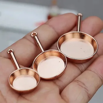 1Set 1:12 Dollhouse Miniature Frying Pan Casserole Metal Cookware Kitchen Model Decor Toy Doll House Accessories 1