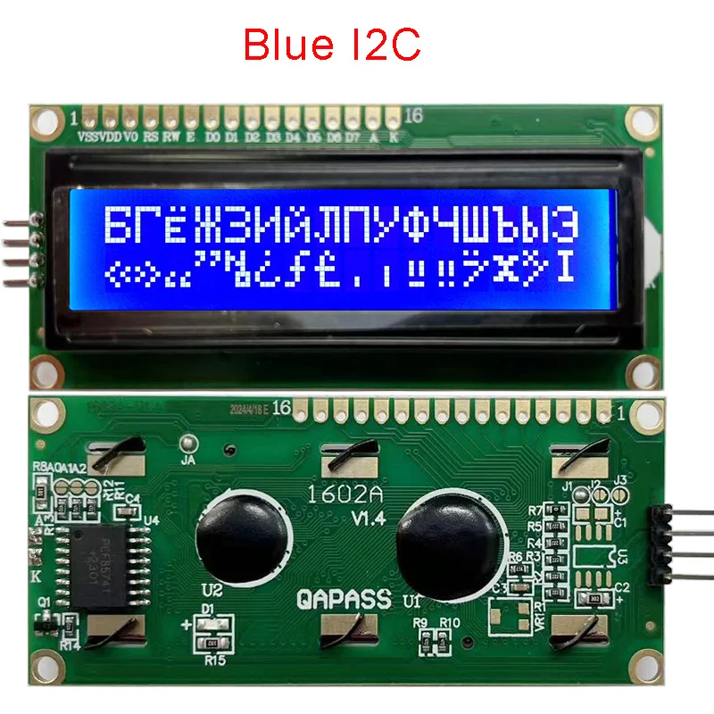 16x2 1602 Russian Cyrillic Font Language Lcd Display Module IIC I2C Interface Blue Green White Gray Black FSTN Screen PCF8574A