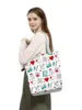 Cartoon Ladies Nurse Printed Handbag Foldable High Capacity Women Shoulder Bag Eco Reusable Shopping Bag Chic Travel Beach Bag 4