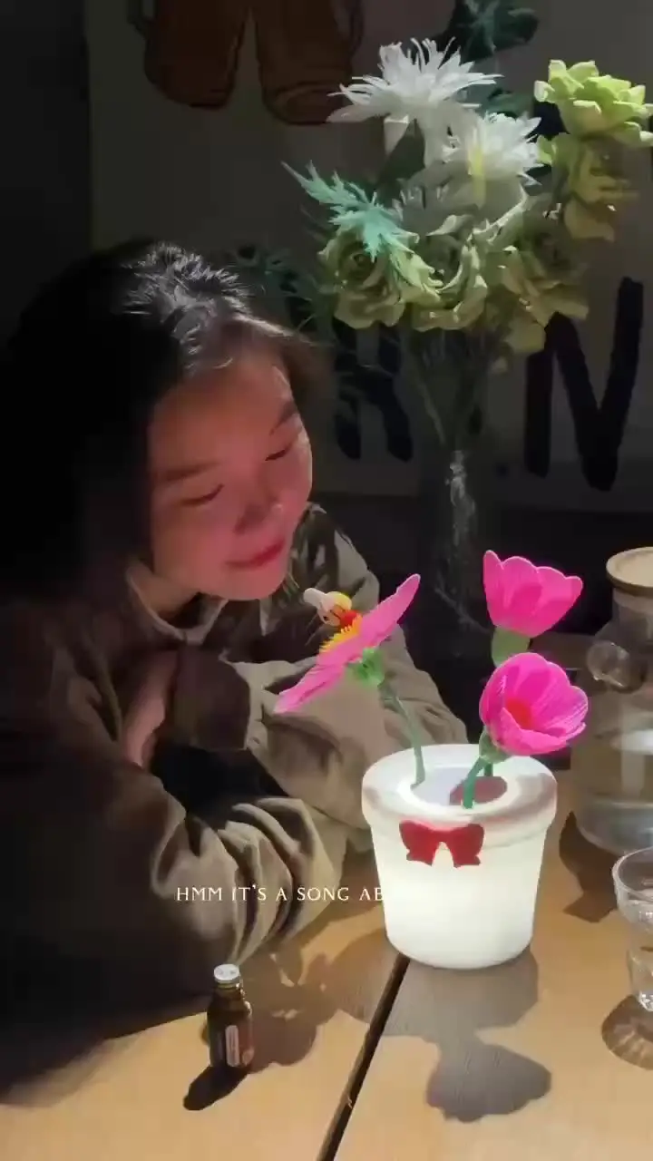 Милый светодиодный ночник в цветочном горшке перезаряжаемая настольная лампа