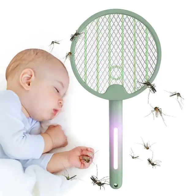 Usb Újratölthető Légy Zapper Swatter Összecsukható Csábító Csapda Szúnyog Gyilkos Lila Könnyű Hibák Ütő 3000 Voltos - Image 2