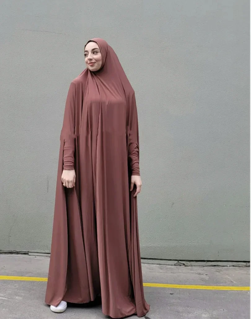 Jilbabs for Women Prayer Dress Hooded Abaya Dubai Turkey Islamic Clothes Stretchy Muslim Overhead Long Khimar Hijab Robe Ramadan