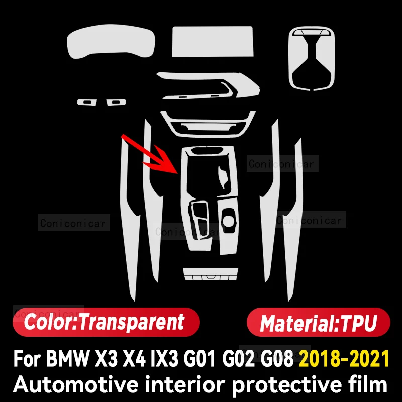 For BMW X3 X4 IX3 G01 G02 G08 2018-2022 Car Gearbox Panel Film Dashboard  Protective Sticker Interior Anti-Scratch Accessories