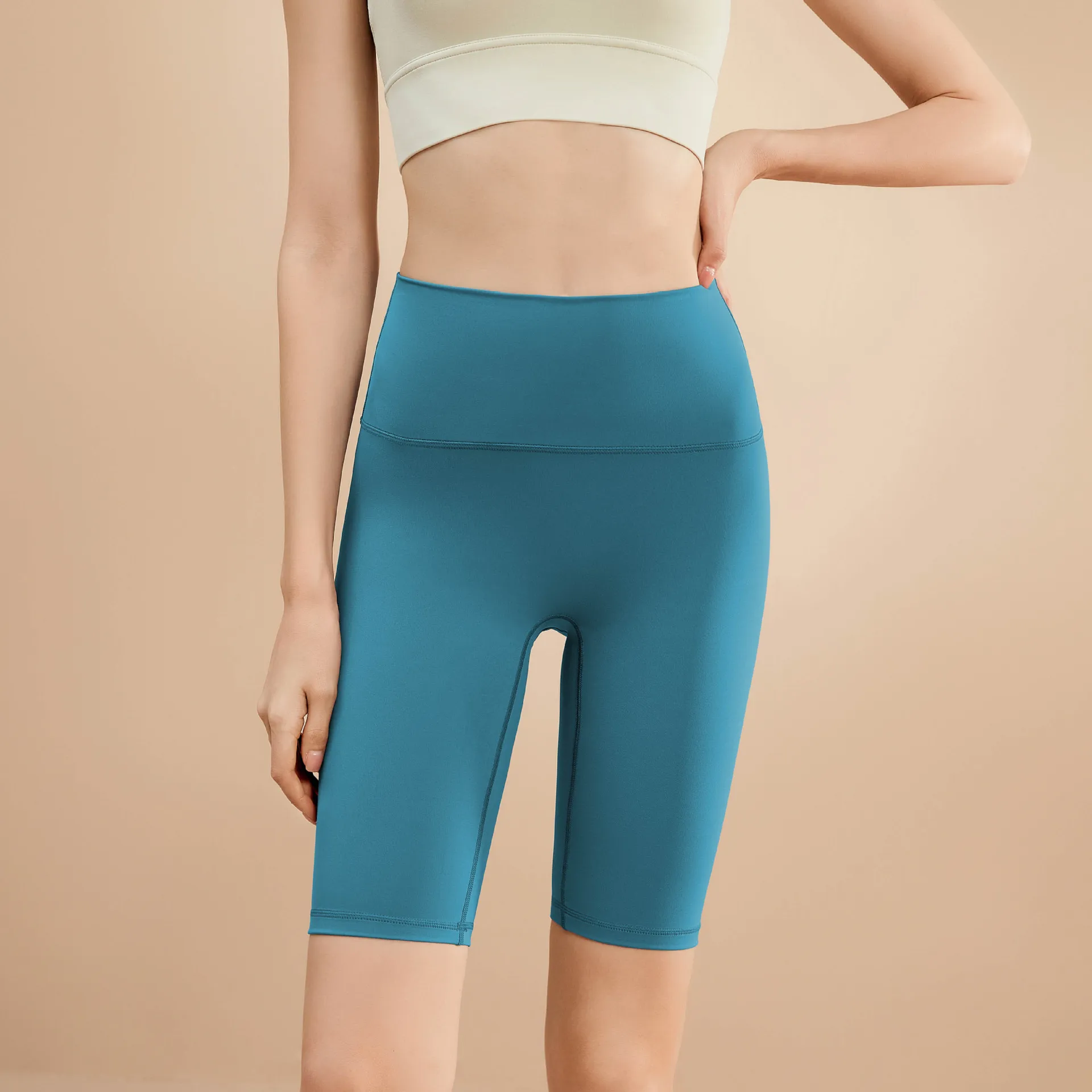 Quick-drying Nude Yoga Shorts Women's Five High Waisted Hip Lifting Stretch Sports Fitness Cycling Skinny Fitness Pants Gym 5