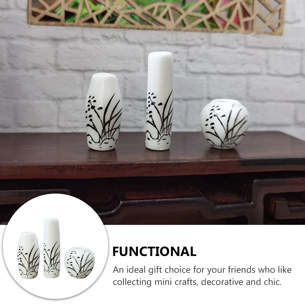 3 Pcs Small Vase Orchid Pot Miniatures Plant Vases Retro Decor House Props Accessory 2
