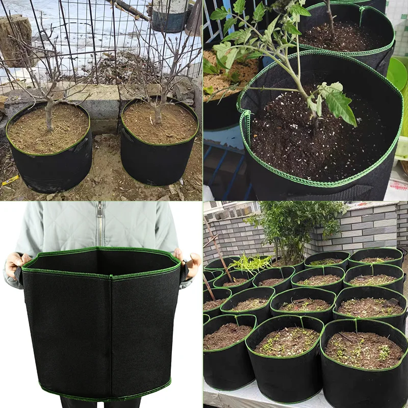 2/3/5/7/10 Gallon Breathable Plant Grow Bags Breathable Felt Fabric Pots Garden Tool Flower Planting Container Nursery Pots Bag