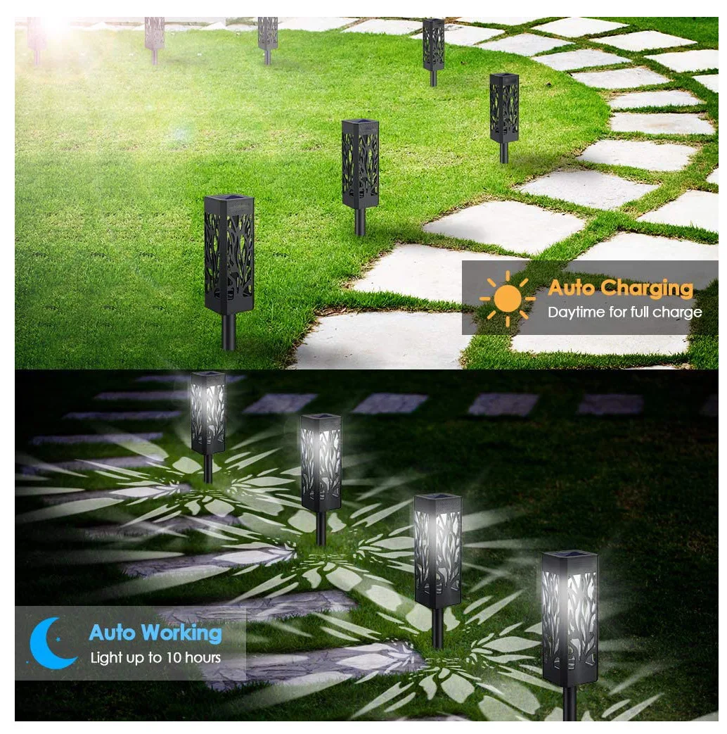 Description Picture 6 of itemLeaf hollowing solar lawn lights Outdoor Waterproof Warm Light Garden Decoration Lamp For Walkway Path Villa Yard Driveway