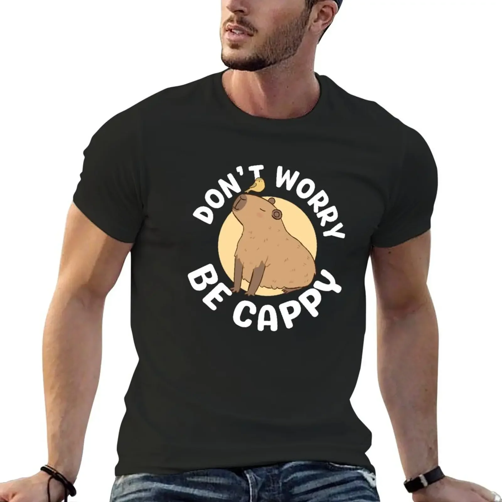 Don't worry be cappy T-shirt plain customs design your own vintage fitted t shirts for men