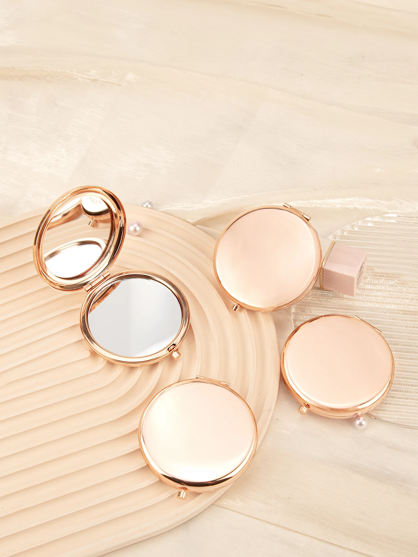 65 mm Round Double Sided Makeup Mirror Portable Compact Handheld Makeup Mirror for Purse/Travel/Cosmetics