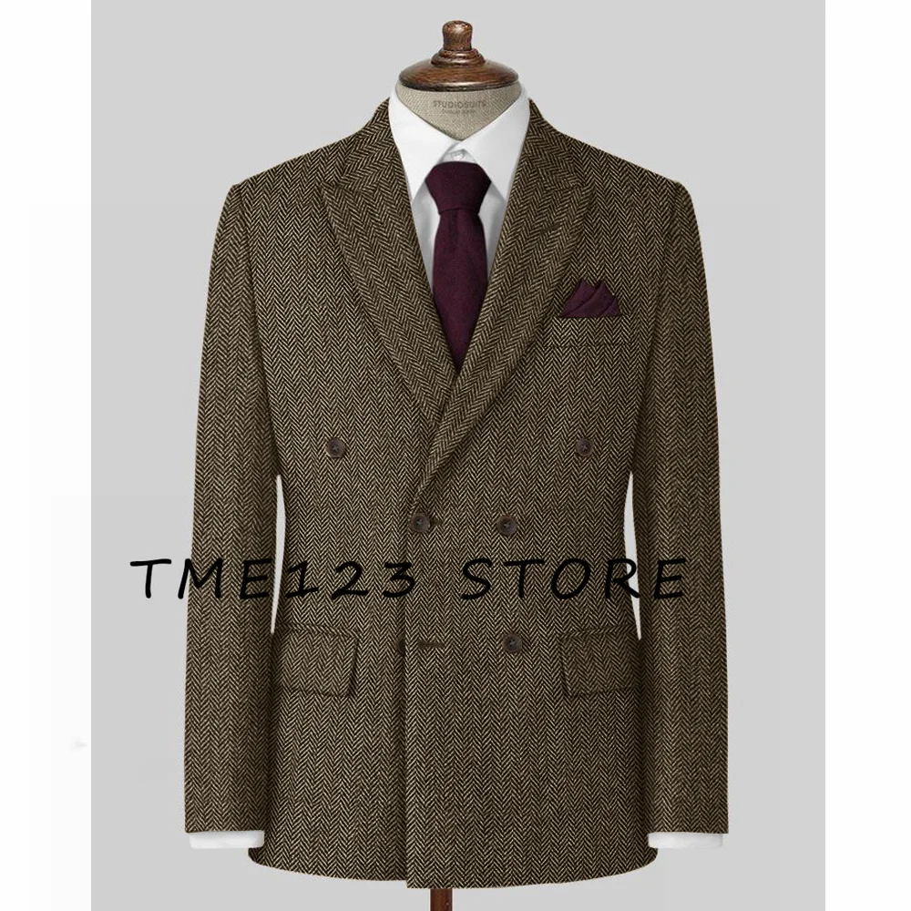 Men's Herringbone Jacket Business Casual Jacket Coat Winter Clothes