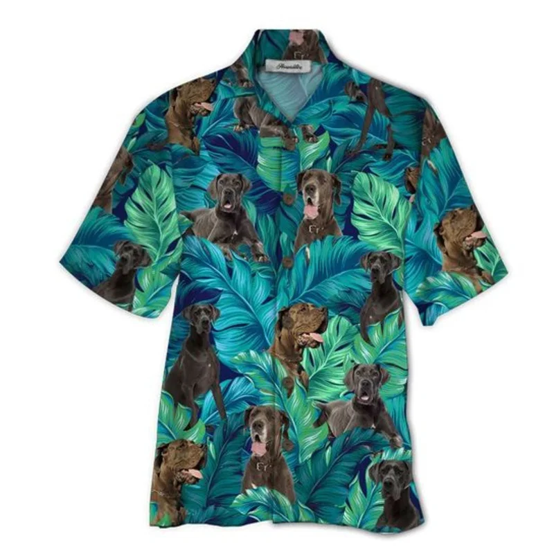 thumbnail image 1 of Camisetas con gráficos de perro flamenco para hombre, ropa con estampado 3D, camisas hawaianas de playa, camisetas de manga corta Y2k, ropa vintage, blusa con solapa, 1 of 5