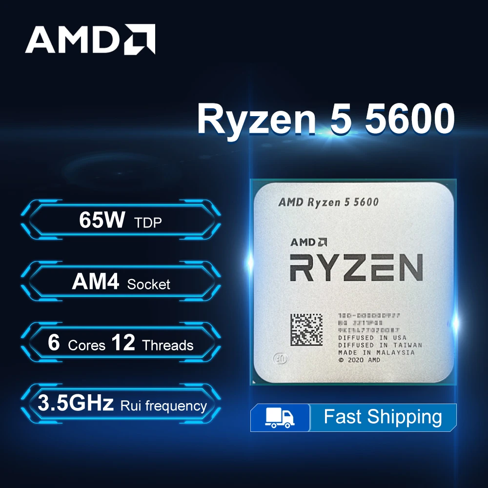 AMD Ryzen 5 5600 Processor 3.5GHz 6-Core 12-Thread