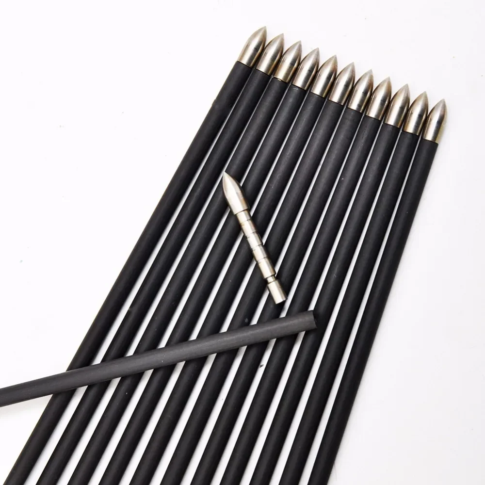 Archery Arrowhead 12pcs Stainless Steel Insert Arrow Point Archery Arrow Head 80-120 Grains for 4.2mm Shaft OD5.4-6.0MM