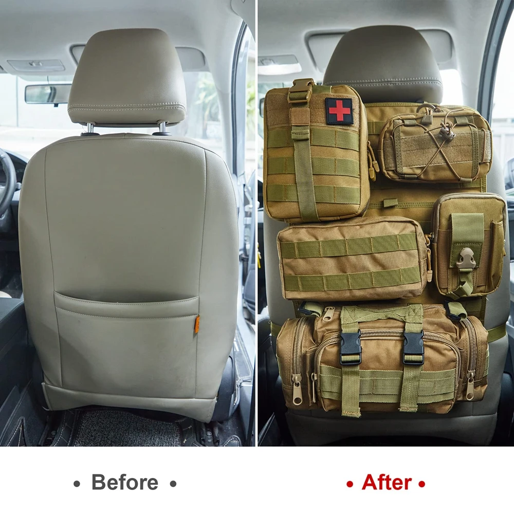 Universal Tactical Seat ​Back Organizer Vehicle Molle Panel Organizer  Storage Bag with 5 Detachable Molle Pouch for All Vehicel - AliExpress