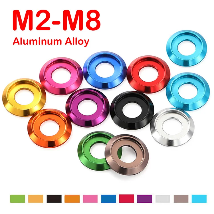 

10Pcs M2 M2.5 M3 M4 M5 M6 M8 Colourful Aluminum cup head washer for button head screw