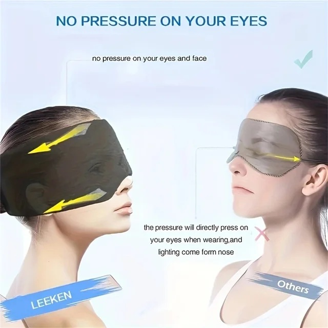 1 maschera per dormire, traspirante e che riduce la pressione, morbida maschera da viaggio portatile, pausa pranzo, copertura per gli occhi 3