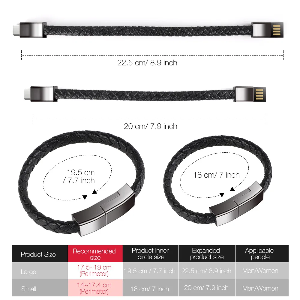 Stylish Portable Fast-Charging Bracelet Cable with Universal Compatibility
