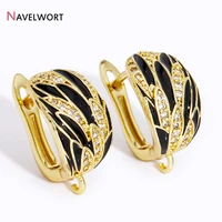 18K Gold Plated Round Earring Clasps Accessories,Brass With Zircon Earring Hooks Clasps Earwires,DIY Women Earring Accessories