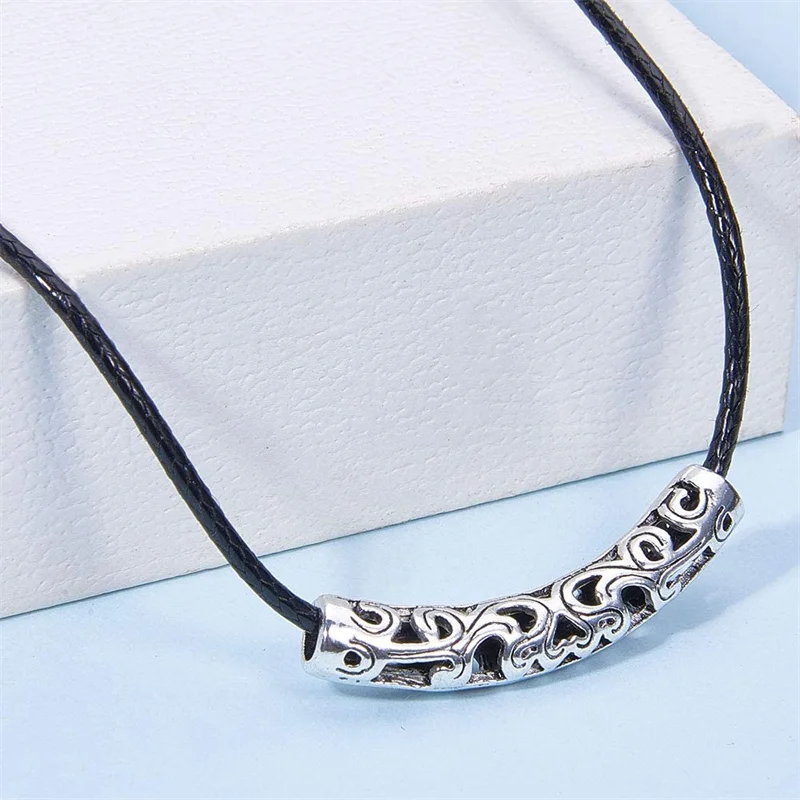 10 Stück tibetische gebogene Röhrenperlen aus Metall, lose Abstandshalter, hohle Nudel für DIY-Schmuck, Halskette, europäische Charm-Armbandherstellung – Detail 3