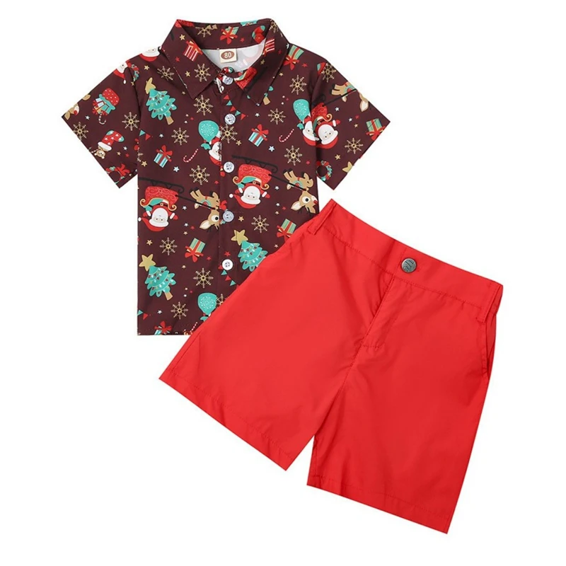 Shirt Shorts Clothing Sets for Boys Summer Santa Claus 2pcs