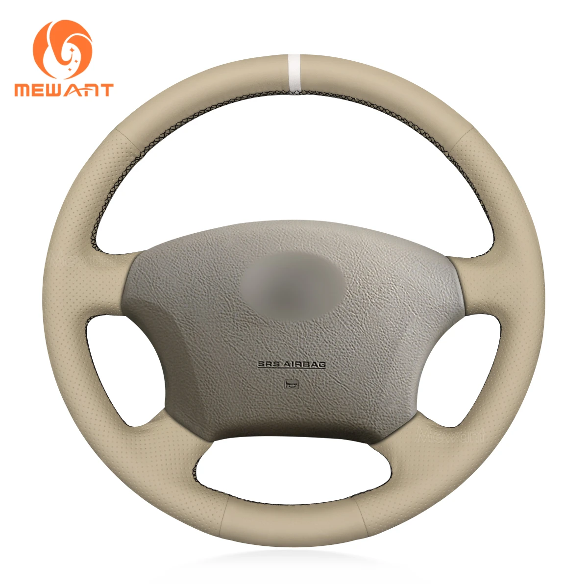 

MEWANT Beige PU Leather Hand-Stitched Steering Wheel Cover for Toyota Lexus LS400 1995 4 Runner Land Cruiser Sequoia Tacoma