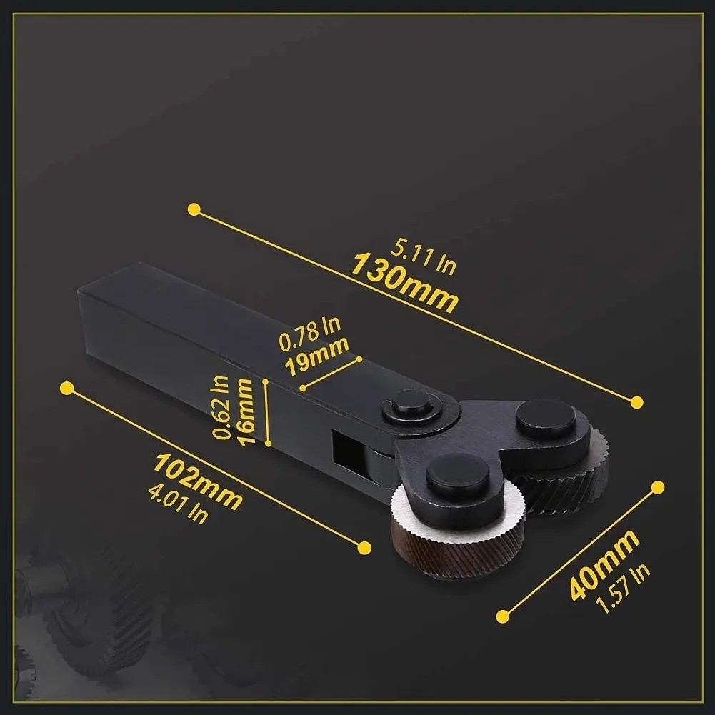 Knurling Tool Set 7PCS 0.5/1/2mm Diagonal Dual Wheel Linear Knurl Steel Lathe Cutter Wheel Holder Hob