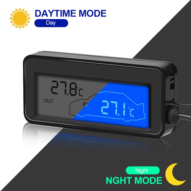 Dual Thermometer for Car Outdoor and Indoor Mini Digital Car Temperature 12V  LCD Backlight Thermometer Meter Auto Interior Meter - AliExpress