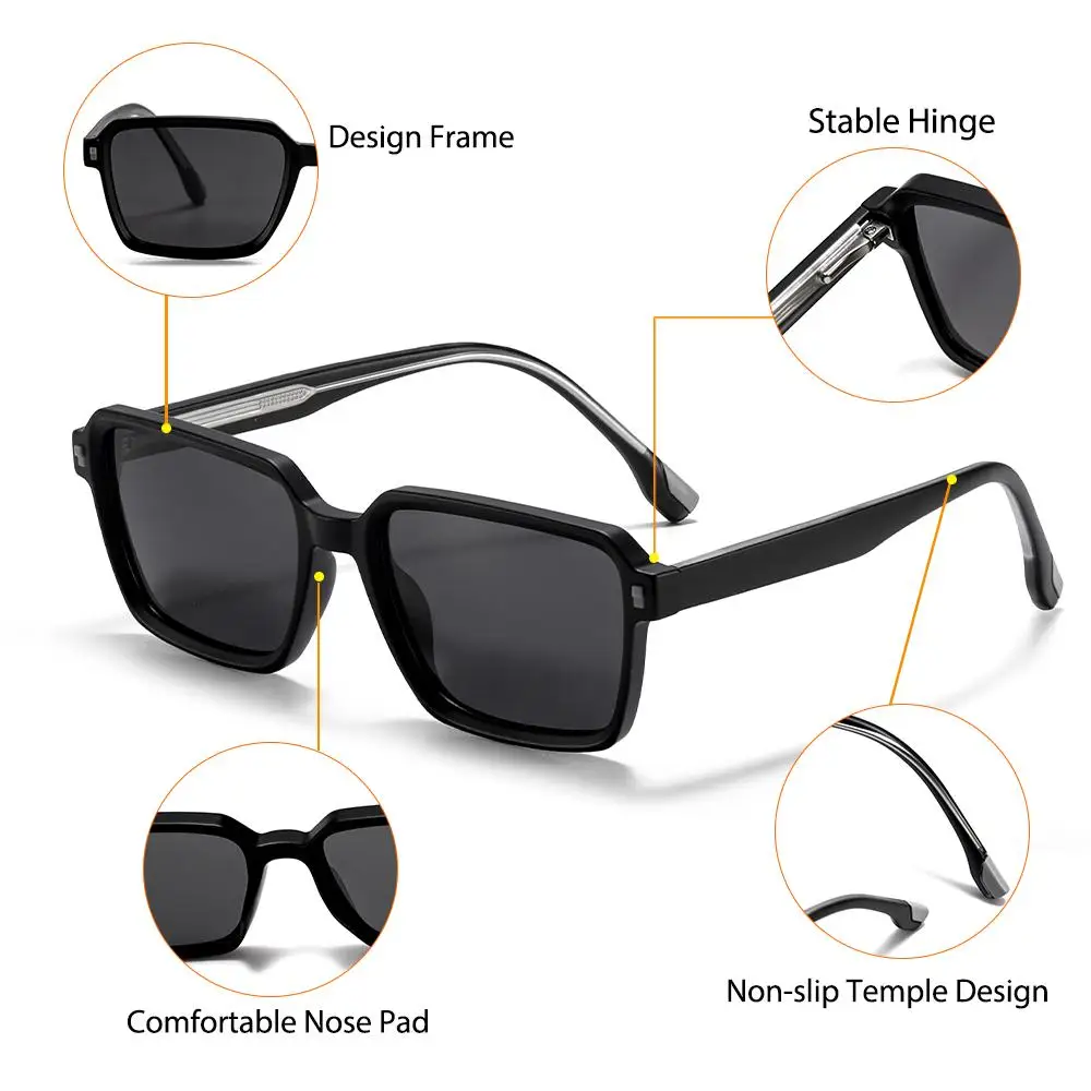 CATERSIDE Polarisierte Sonnenbrille für Herren, quadratisches Design, Outdoor-Sport, Sonnenbrille für Damen, Reisen, Party, Festival, Geschenkbrille, UV400 – Detail 5