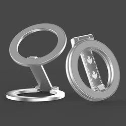 Double-Sided Magnetic Phone Ring Holder and Kickstand (Silver)