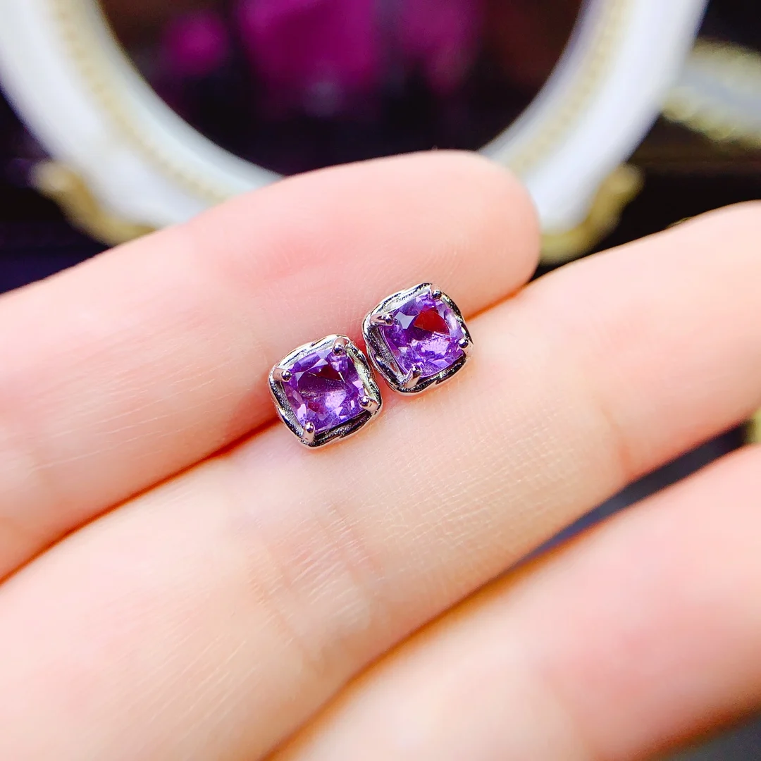

Silver 925 Natural Amethyst Sapphire Opal Women's Earrings Luxury Christmas Gift Wedding Free Shipping Boutique jewelry