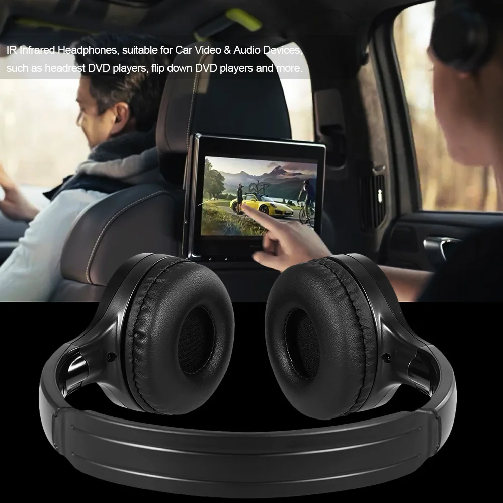 IR Infrared Wireless Car Headphones Stereo Headset Wired Earphones Dual Channel for In-car DVD Player