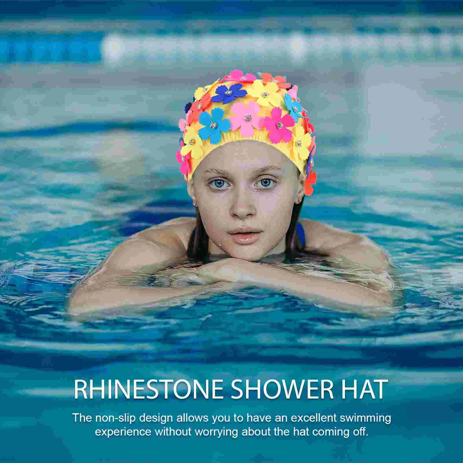 Simulation Flower Petal Shower Cap Floral Swimming Hat Fashionable Nylon Caps Women Bathing Ladies Design Colorful Designed 6