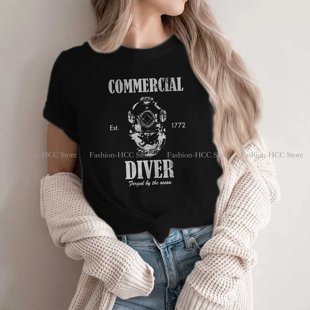 

Commercial Diver Casual Polyester TShirt Dive Scuba Diving Creative Streetwear Comfortable T Shirt Women Tee