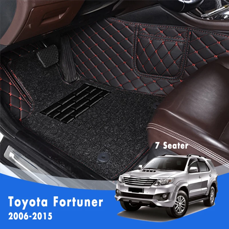 

Car Floor Mats For Toyota Fortuner 2015 2014 2013 2012 2011 2010 2009 2008 2007 2006 (7 Seats) Luxury Double Layer Wire Loop