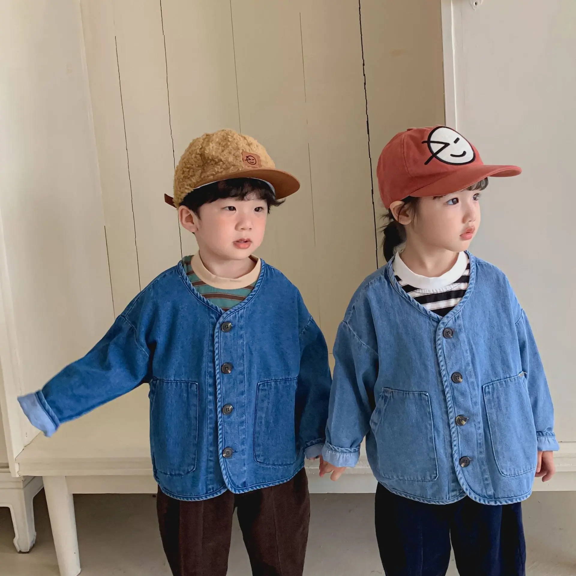 2747CChildrensDenimJacket2022AutumnBabyBoyCardiganCoatDenim