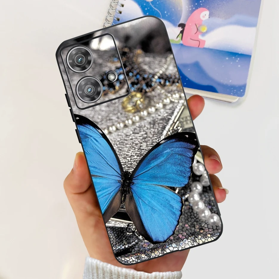Cute Cat & Butterfly Soft Silicone Phone Case for Motorola Edge 40 Neo - Stylish Protective Back Cover