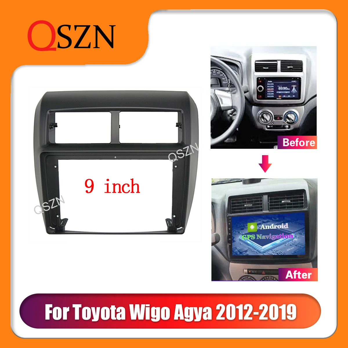 

9 Inch Car Frame Fascia Adapter For Toyota Wigo Daihatsu Agya Ayla 2012-2019 DVD Stereo Panel Dashboard Kit Installation 2 Din