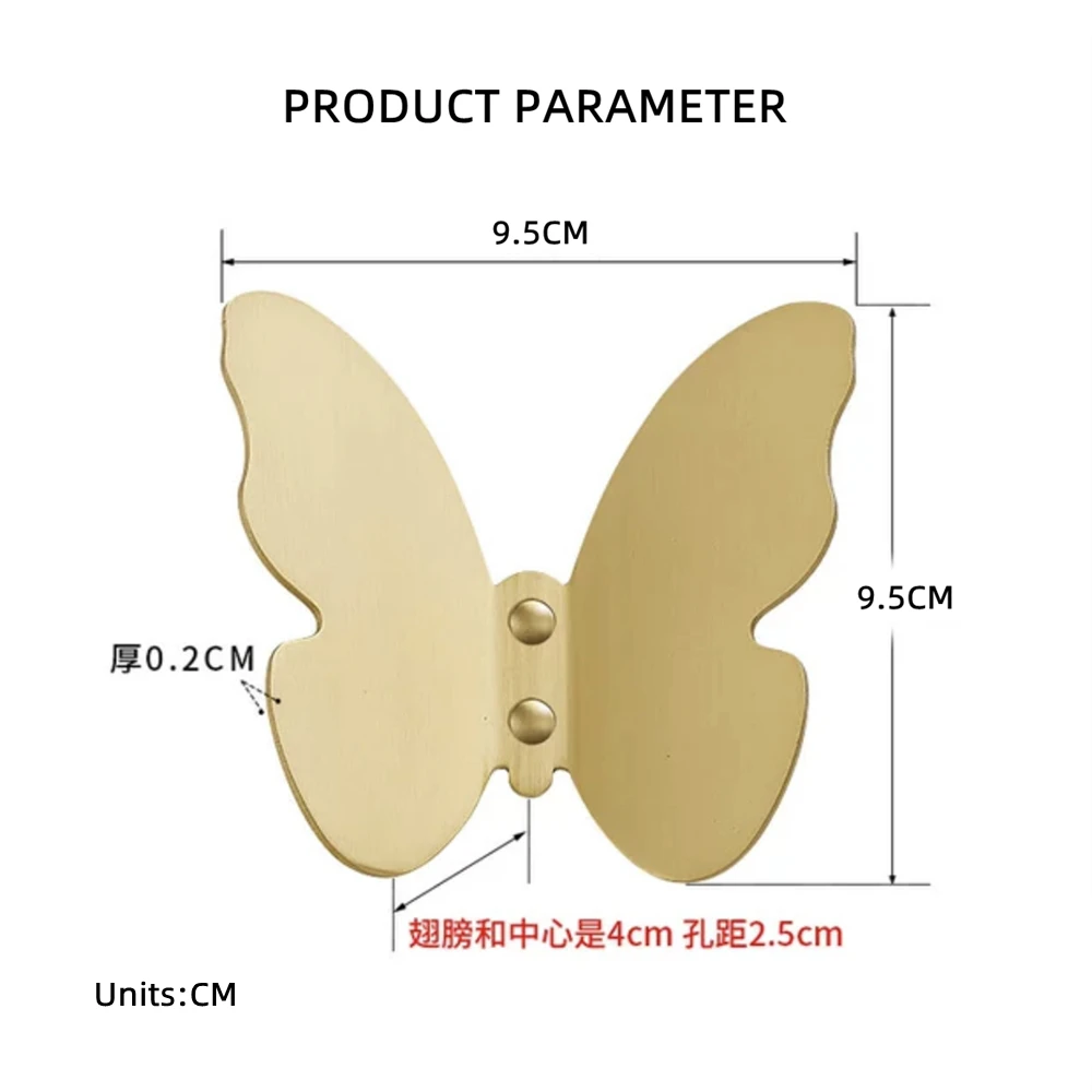 Bathroom Door Hooks Butterfly Z MetnalWall Hooks Decorative, Small