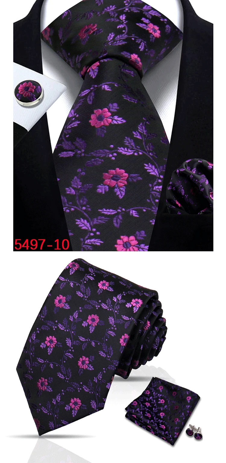 Luxus Floral Wein Krawatten Für Männer Hochzeit Party Business Krawatte Taschentuch Manschettenknöpfe Set Männer Anzug Zubehör Handgemachte Gravata – Detail 11