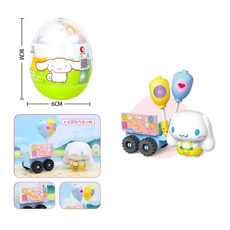 Hello Kitty Sanrio Building Block Set Anime Figure My Melody Kuromi Cinnamoroll Doll PVC Twisted egg toys Child Birthday Gift