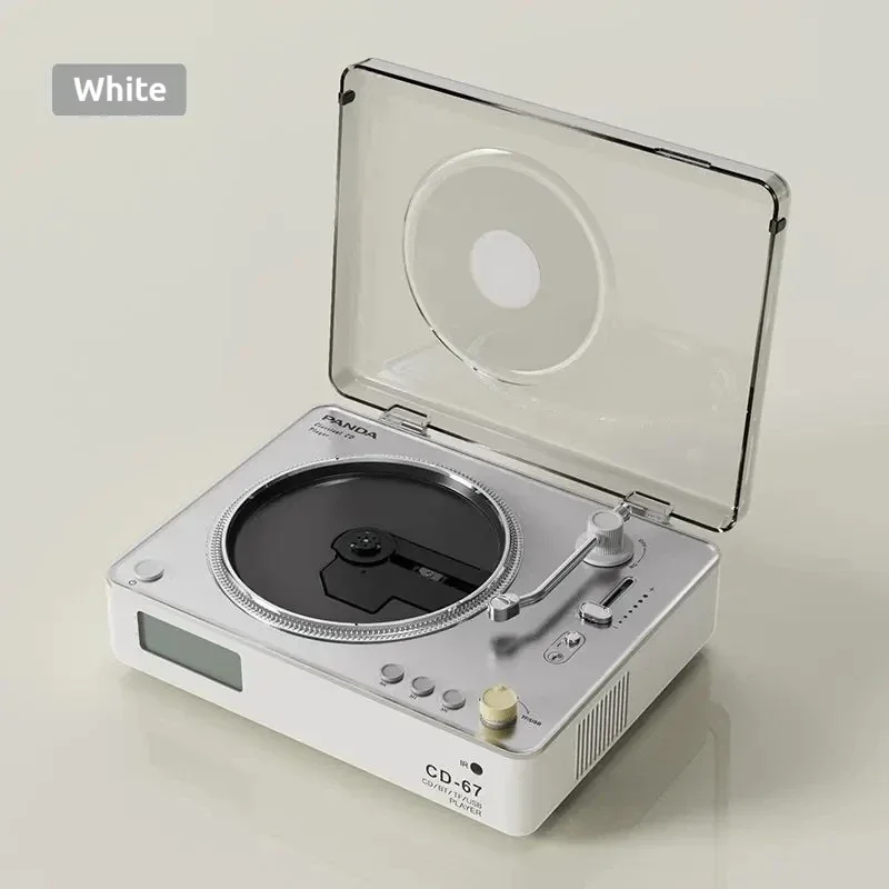 판다 CD 플레이어 CD67 클래식 레트로 스피커 디스크 CD 사운드 시스템, 라인 출력/USB/TF 카드/블루투스 5.0 지원 홈 플레이어 스피커